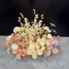 Arranjos de Flores Artificiais para Casamento, Arcos em Formato de Chifre, Colunas Grandes de Flores, Flores em Cascata Estilo Floresta, Decoração de Palco e Paisagismo para Salão de Casamento