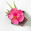 Pente de Cabelo Flor Fúcsia Novo Transfronteiriço Havaí Flor Artificial Lindo Adorno de Cabeça Pente de Cabelo Estilo Resort à Beira-Mar para Mulheres
