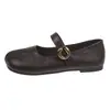 Sapatos rasos de bico quadrado estilo francês para mulheres, sapatos baixos, nova coleção primavera/outono 2026, mocassins pretos chiques e elegantes