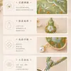 Novo Colar de Brocal Chinês Estilo Nacional Tecido Song Brocado Tons Verdes Retro Hanfu Qipao Estilo Longo Versátil Colar de Tecido Song Brocado