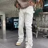 Jeans de Moda para Hombre, Estilo Ins, Lavados, Sueltos, Pierna Recta, Nuevos para Verano