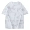Camiseta de manga corta batik retro americana de tacto frío, conjunto de pareja, top de verano nuevo y moderno de alta gama para hombres y mujeres