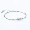 Pulseira de Prata Esterlina S925 com Contas de Camada Dupla da Moda para Mulheres, Exclusiva, Requintada, de Alto Padrão, Versátil, Nova Zircônia, Joia Mais Vendida