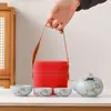 Horno Ru Caqui Ruyi Tetera de Mano Set de Té de Viaje con Tetera de Cerámica Agrietada Logo del Set de Té de Viaje Disponible