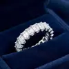 Anillo Elegante Versátil Estilo Moda Creativa Círculo Completo Incrustado con Circonita Cuadrada Brillante Anillo de Compromiso Boda