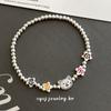 Pulsera de Plata S925 Cui Yan Jewelry Flor de Primavera y Verano Oso Esmaltado Estilo Coreano Femenino Linda Nicho Joyería de Perlas 2025