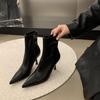 Botines Delgados de Punta Fina Estilo Francés para Mujer, Nuevo Diseño Otoño e Invierno, Cremallera Lateral Adelgazante, Elegantes Botines Cortos de Tacón Alto de Aguja