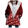 Abrigo trench de mujer nuevo de 2023 de venta caliente transfronteriza invierno engrosado estilo europeo y americano patrón navideño abrigo con capucha lote