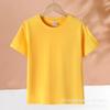 Camiseta de cuello redondo de algodón para niños de verano de 180 g, color liso, manga corta, ropa para padres, ropa de clase, venta al por mayor