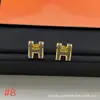 Pendientes de Letras Esmaltadas Aijia H de Gama Alta para Mujer, Pendientes CNC, Pendientes Ovalados de Plata 925, Sencillos y Lujosos al por Mayor