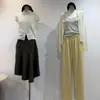 Pantalones Casuales de Hielo para Mujer, Sensación Fresca, Para el Uso Diario, Cintura Ajustada, Cordón Elástico, Caída Suelta, Adelgazantes, Pantalones de Pierna Recta Ancha