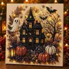 Pintura de Diamantes de Halloween Divertida e Innovadora Transfronteriza, Pintura de Diamantes de Punto con Perlas, Arte de Diamantes Festivo, Bordado de Diamantes Hecho a Mano DIY