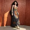 Vestido de tirantes estilo étnico para mujer, atuendo de verano para viajar por las praderas de Xinjiang, vestido largo de vacaciones, vestido maxi fluido