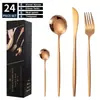 410 Cubiertos de Acero Inoxidable Portugués Cuchillo, Tenedor, Cuchara Juego de Cuchillo y Tenedor para Bistec Caja de Regalo de Cuatro Piezas Caja de Pasta de Dientes Estilo Occidental