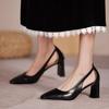 Zapatos de Verano 2025 de Moda Nueva para Mujer, Zapatos de Tacón Grueso para Ir al Trabajo, Punta Cuadrada Hueca, Zapatos Retro de Tacón Alto de Cuento de Hadas