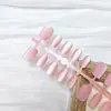 Parche para Uñas Prehecho Rosa Melocotón Esmerilado Manicura Corta Mate Ojo de Gato Tiras Codificadas Uñas Portátiles Hechas a Mano 30 Piezas