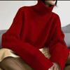 Suéter de cuello alto transfronterizo para mujer 2025 Nuevo suéter de punto de estilo holgado y relajado, color puro, top de fondo para mujer