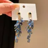 Aretes de Cristal con Clavos de Diamante Espiga de Trigo Fuego Artificial Aguja de Plata Diseño de Nicho Moda Personalizada Joyería para Orejas de Lujo Ligero Sensación de Alta Gama