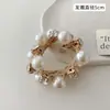 Exquisita diadema de perlas y pedrería, banda para el cabello tejida, coleta, banda de goma de alta elasticidad, cuerda para el cabello duradera, accesorios para el cabello de temperamento de hada