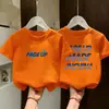 Camiseta de Algodão Puro Manga Curta para Meninos Verão 2026 Nova Tendência Solta Manga Meia Manga Tops de Verão para Meninos Crianças Médias e Grandes