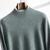 Otoño Invierno Casual de Negocios para Hombre Suéter de Cachemira de Cuello Semi Alto Jersey de Punto para Hombre Capa Base Moda Juvenil Suéter de Lana