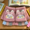 Guantes de Celebridad de Internet Transfronterizos, Guantes de Invierno de Felpa de Medio Dedo con Cubierta Plegable Calientes sin Dedos de Piel Sintética de Visón Tejidos para Estudiantes y Niños