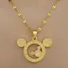 [Acero de titanio] Collar de lujo ligero con un precioso diseño de ratón y diamantes, cadena de clavícula que combina con todo, ideal para celebridades de Internet. Cadena de acero de titanio.