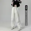 Calças cargo femininas estilo americano, novas calças esportivas de jazz fluidas slim fit para primavera e outono, calças de paraquedista para baixinhas de cintura alta e perna larga