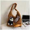Bolsas de Pelúcia Transfronteiriças para Mulheres 2026 Nova Bolsa Tote Fofa de Desenho Animado Bolsa de Ombro Casual Grande Capacidade Bolsa de Trabalho