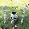 Decorações de Halloween Mãos de Plástico Simuladas Ossos Esqueleto Estaca de Jardim de Halloween Mão de Fantasma Adereços de Decoração Ornamentos