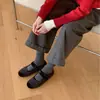 Zapatos Mary Jane Redondos de Terciopelo Retro con Velcro y Felpa Adicional Otoño Invierno Versátiles de Temperamento Zapatos de Abuela