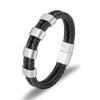 Pulseira de letras DIY transfronteiriça nova pulseira de couro de aço inoxidável simples Amazon personalidade pulseira de couro retrô homens