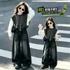 Conjunto de mezclilla casual para niñas estilo retro americano, estilo coreano, nuevo otoño, holgado, versátil, pantalones de pierna ancha para niñas