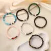 Moda Europeia e Americana Simples Pulseira de Vidro Ágata Preta Pulseira Tecida à Mão Joias de Contas Pequenas para Meninas Atacado