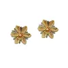 Estilo Ins Diseño Hueco Textura de Moda Pendientes de Camelia Pendientes Florales Estéreo Populares Transfronterizos Europeos y Americanos Pendientes Pendientes