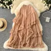 Falda Estilo Hada 2025 Primavera Temprana Nuevo Estilo Estilo Suave Sentido Avanzado Adelgazante Malla Amor Falda Abullonada Irregular