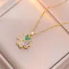 Collar para Mujer, de Moda con Forma de Corazón Giratorio de Circonita, Moda de Nicho, Nuevo Diseño, Juego de Anillos con Collar de Acero de Titanio