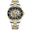 Reloj de Cuarzo para Hombre BINBOND Binbang Hollow Business Resistente al Agua Redondo Correa de Acero Genuino Reloj Water Ghost para Hombre