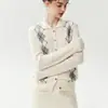Nuevo Cárdigan de Punto con Cuello Polo de Cachemira Manga Larga Bloque de Color Diamante Lana de Cachemira Otoño/Invierno 2026