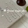 Estilo Coreano Temperamento Diseño de Nicho Joyería de Plata Plata de Ley S925 Pulsera de Parche de Corazón de Circonita con Lazo Dulce Suave
