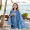 Bufanda Retro Estilo Étnico Primavera y Verano Versátil Delgada de Seda Bufanda Multifuncional de Viaje Protector Solar Chal Distintivo Toalla de Playa