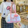 Mochila de Ombro Portátil de Pelúcia Gatinho Hello Kitty Coração de Menina Mochila Fofa de Rua Presente