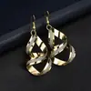 Recolección Transfronteriza de Pendientes Metálicos con Hojas Geométricas Escarchadas, Ganchos para Orejas Creativos Personalizados con Borla de Hoja Redonda Hueca