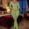 Body de malla hueca transparente sexy de manga larga rasgado estilo europeo y americano medias de estado de ánimo estilo ascético de estado de ánimo