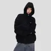 Outono e Inverno Novo Estilo Chinês Casal Estilo Americano "Moletom Cardigan com Zíper, Rebites e Retalhos" Masculino e Feminino Solto com Capuz