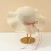 Sombrero de Paja con Lazo Grande y Perlas para Mujer, Sombrero de Sol de Playa de Verano, Sombrero de Sol para Vacaciones, Moderno
