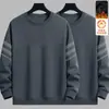 Moletom masculino, novo estilo outono e inverno, gola redonda, corte solto, forrado com fleece, sem capuz, blusa de puxar, jaqueta masculina de manga comprida, versátil