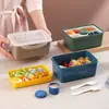 Lonchera Estilo Japonés Bento, Aptas para Microondas, Lonchera Portátil para Estudiantes y Trabajadores de Oficina, Lonchera para Ensaladas, Caja Compartimentada para Mantener Fresco