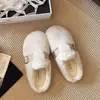 Pantuflas de Felpa con Suela Gruesa para Mujer, Para Usar al Aire Libre, Nuevo Estilo 2026, Invierno, Con Felpa Adicional, Sin Talón, Pantuflas de Algodón Cálidas