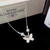 Colar Borboleta Diamante Cintilante de Verão, Luxo Acessível Elegante Feminino, Gargantilha Nicho Dupla Camada Corrente Clavícula